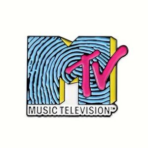 Enamel Pin of MTV’s Logo with Fingerprint Design Vibrant Retro Fun NEW